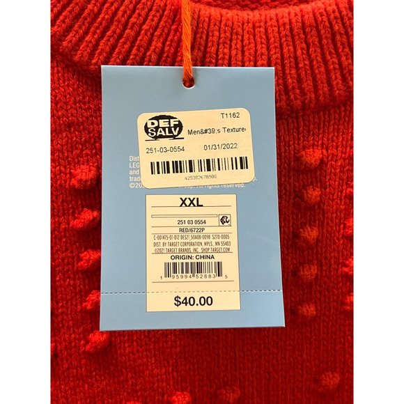 NWT-Men's Textured Knit Sweater-LEGO Collection x Target Red Size XXL - Picture 5 of 8